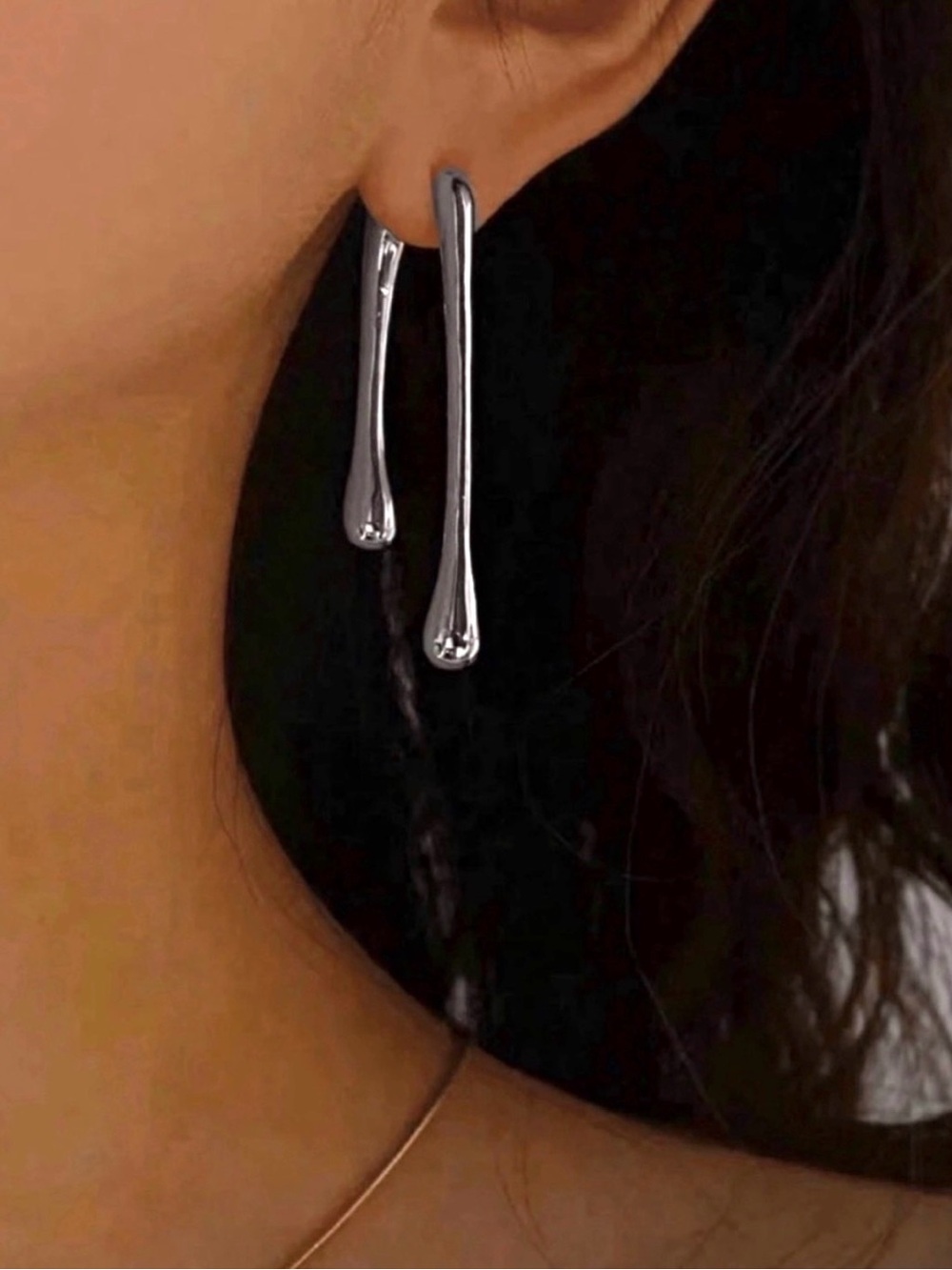 NEW Drippy Water Drop Front Back Post Earrings Double Unique Silver AU15
